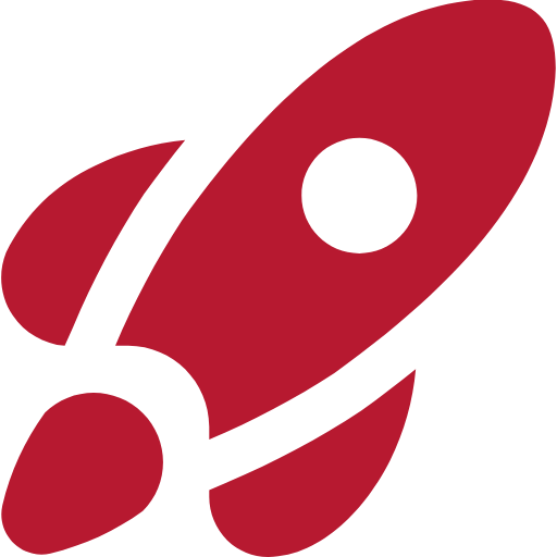 Rotes Symbol einer fliegenden Weltraumrakete