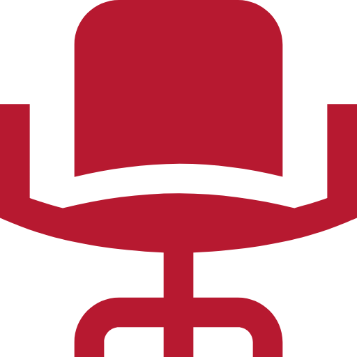 Rotes Symbol eines Bürostuhls.