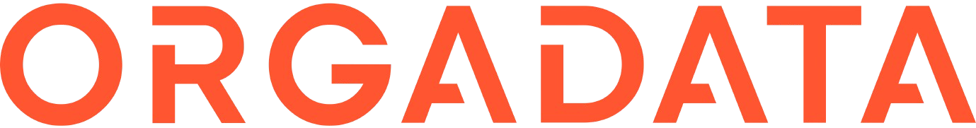 Orangenes Logo mit dem Schriftzug „ORGADATA“ in Großbuchstaben.
