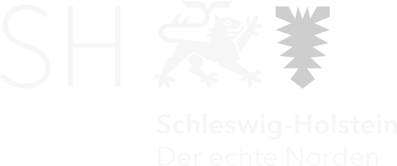 Logo des Landes Schleswig-Holstein, ein Wappen mit einem schleswig-holsteinischen Löwen und einer roten Farbe
