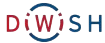 Logo von DiWiSH mit dem Schriftzug in blauen und roten Farben, auf weißem Hintergrund
