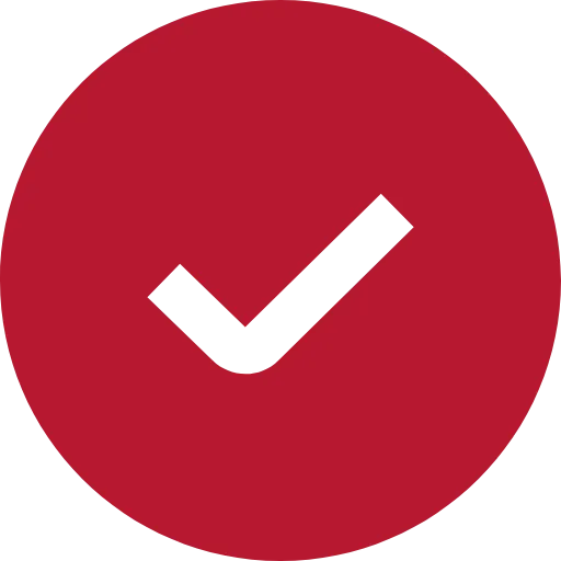 Weißes Häkchen in rotem Kreis