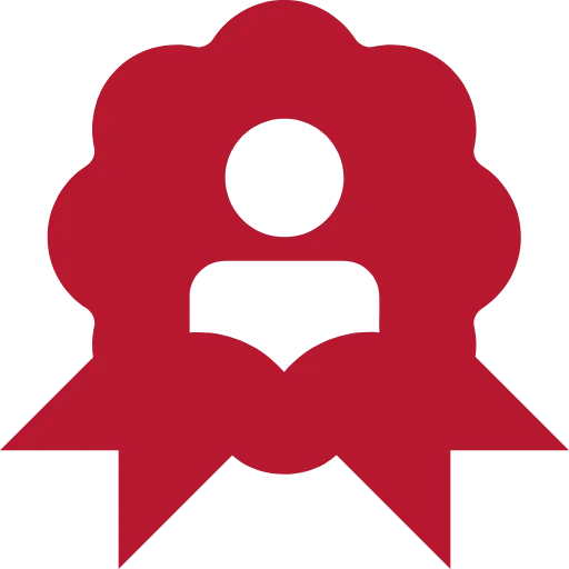 In einer roten Turnierschleife ist eine Person angedeutet.