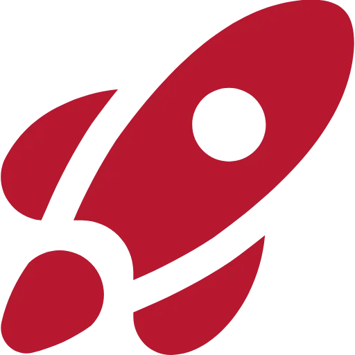 Rotes Symbol einer fliegenden Weltraumrakete